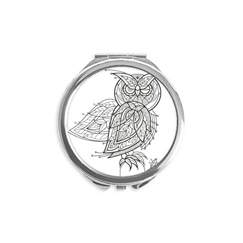Miroir rond de poche oiseau peinture fine : retouche maquillage portable et design compact