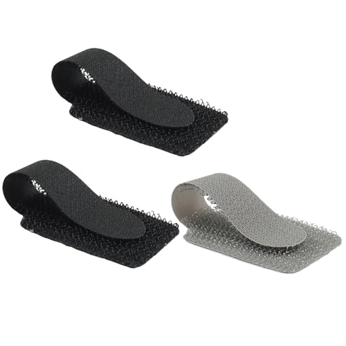 Hordion 80 unidades de abrazaderas adhesivas de velcro para cables (negro y gris) | Organizador de cables con adhesivo para debajo del escritorio, organizador ajustable de cables para oficina en casa y escritorio miniatura 3