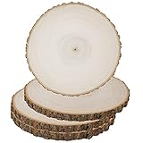 Prsildan 4 Pack Large Wood Circle Slices, 8.5 to 10.5 Inches DIY Unfinished Wood Table Centerpieces,...