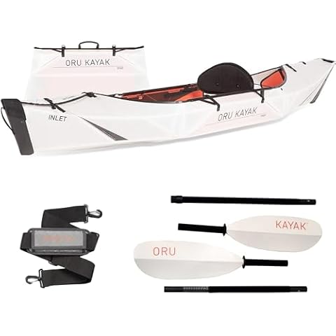Oru Kayak Inlet Essential Bundle | Incl. Foldable Kayak, Paddle, Shoulder Strap - Stable, Light - Lake/River Kayaks - Beginner, Intermediate - Kayak Size: 9'8" x 31", 20 Lbs Cover
