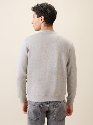Image of Park Avenue Men Full Sleeve Slim Fit Solid Pattern Cotton Polyester Blend Regular Neck Regular Neck Casual Sweatshirt
