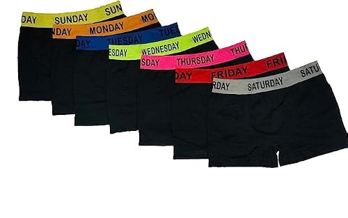 London Dream Mens 7 Days Boxers Shorts Underwear Monday to Sunday Weekdays Colorful Band Breathable Underpants Boxer Trunks (S to XXL)