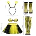TYXHXTF 7PCS Bienenkostüm Erwachsene, Bienenkostüm Damen mit Antenne Stirnband Sonnenbrille Lange Handschuhe Überkniestrümpfe, Biene Kostüm, für Kostüm Tier Cosplay Karneval
