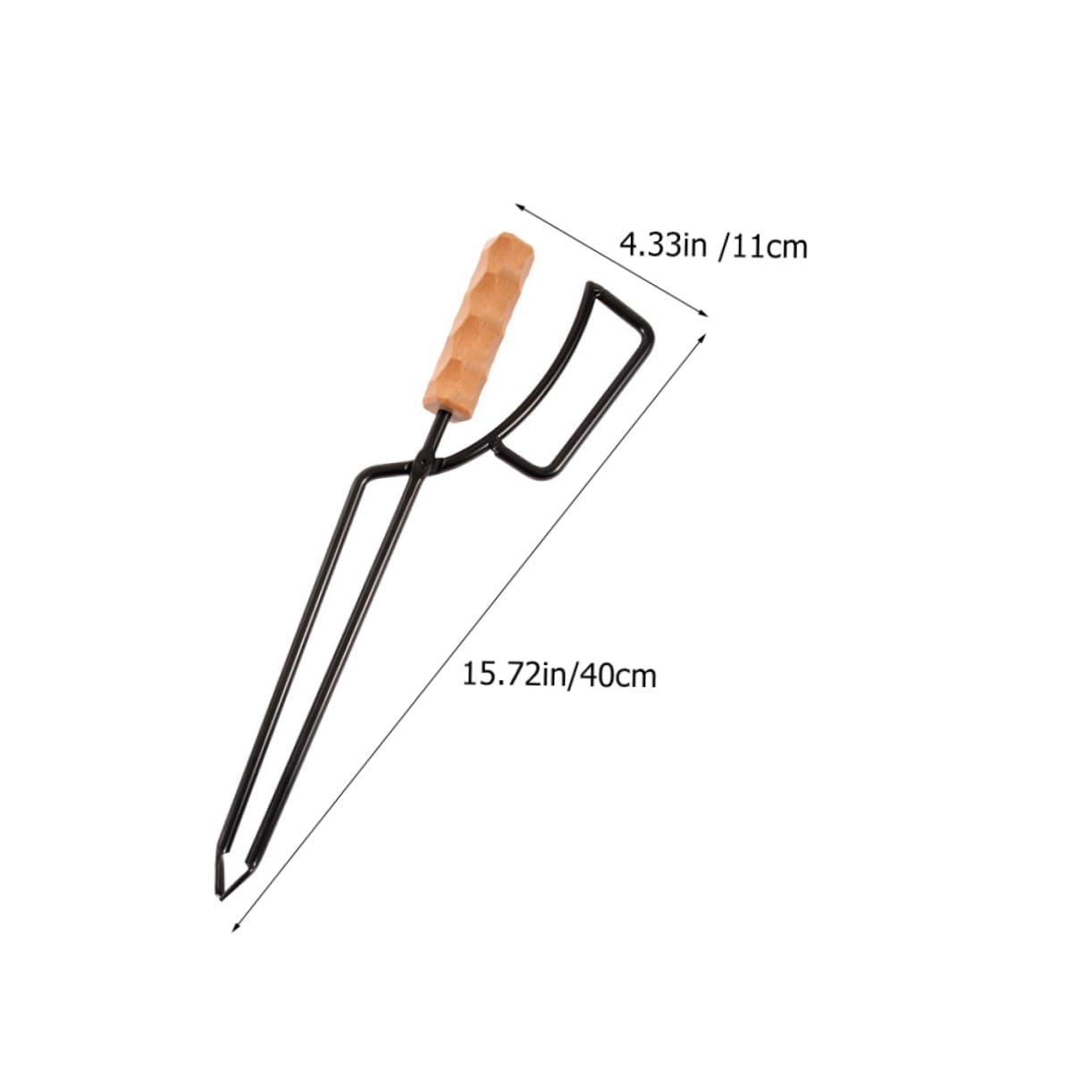 Pinza per Carbone da Barbecue e Campeggio Manico in Legno | Ferro Robusto, per Stufa Interno e Picnic, Presa per Legna e Brace, Impugnatura Spessa