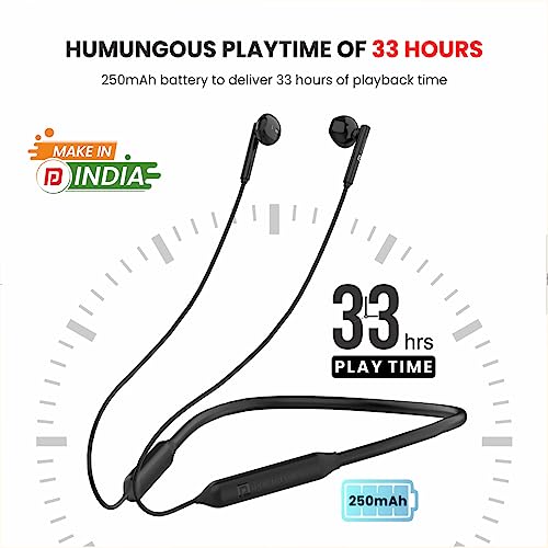 Portronics Harmonics Z5 Wireless Bluetooth Stereo Headset with 33Hrs Playtime, Double EQ Mode, 14.2 mm Dynamic Drivers, Click Action Buttons(Black) view 2