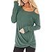 Produktbild Lässige, weiche, Lange Ärmel mit O-Ausschnitt und seitlichem Twist-Blusentop für Damen Casual Cold Shoulder T-Shirt V-Ausschnitt Tops Bluse Oversize Oberteile Tshirt Print Shirt Langarm T-Shirt