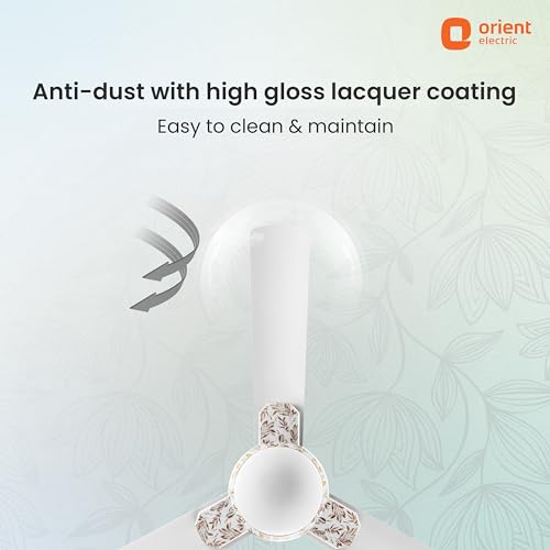 Image of Orient Electric 1200 mm Mozart ceiling fan| Designer fan with seamless ring to trim design | Anti-rust Aluminium blades| Decorative Inlay Mould Design | 5-years warranty | Nature Leaves White