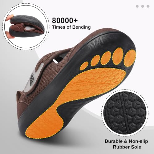 Image of LeIsfIt Wide Toe Box Diabetic Shoes for Women Zero Drop Barefoot Sneakers Breathable Adjustable for Edema Swollen Feet & Seniors