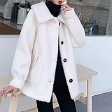 Was Sie erhalten: Packung enthält 1 Mantel: einfarbige, modische Damenjacke in Übergröße mit einem dicken Plüschkragen und lockerer Silhouette, eine einlagige Option für das Sommer-Styling.