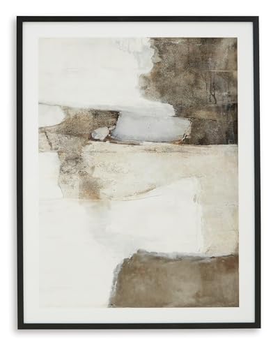 Signature Design by Ashley Aldricton Contemporary Rectangular Framed Print Wall Art, 30 x 40 Inches, White & Dark Brown