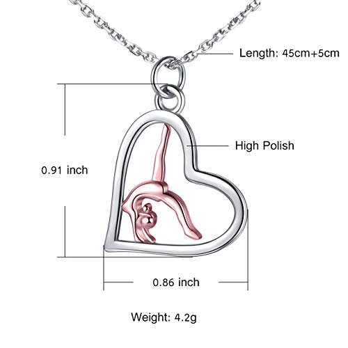 Apotie Gymnastics Earrings Necklace For Granddaughter - 925 Sterling Silver Rose Gold Team Usa Flipping Gymnasts Pendant Jewelry Gymnastic Mother Gifts For Mom Girl (Rose Gold) #TOP5