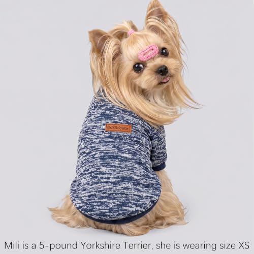 Image of 2 Pack Dog Sweaters for Small Dogs Girl Boy Winter Fleece Clothes Warm Soft Dog Sweatshirt Outfit for Dogs Cats Pet Apparel (Grey+Navy Blue, L (Back: 15.7 inch,Chest: 19.6 inch,14-18Ibs))