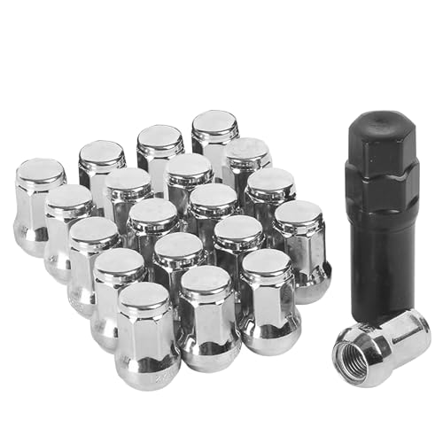 BAIFULAI 20 x Tuercas de rueda M12 x 1,5, Tuerca de rueda, Tapas de tornillo cromadas con cono cónico cerrado de 60°, ancho de llave 19mm, tapas de tuerca de rueda para Ford, Toyota, Honda, Mazda