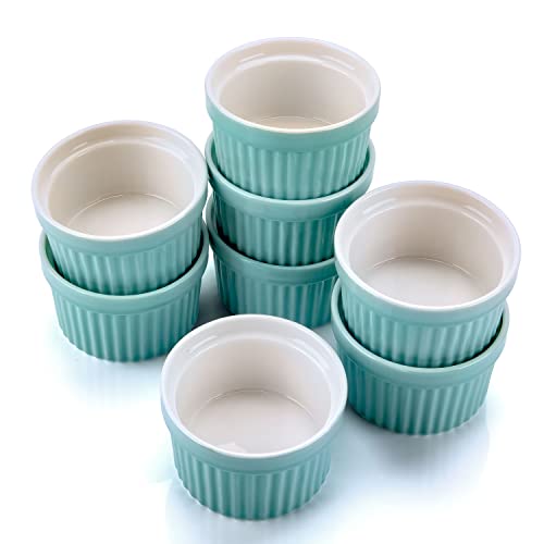 Dimono® Dessert Bowls Creme Brulee Soufflé Moulds, Casserole Dishes with 170 ml for Desserts, Muffins, Pies, Set of 8 (Turquoise) - Image 5