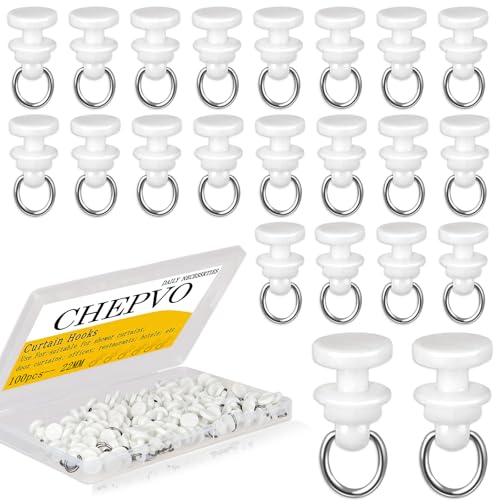 Ckepvo Curtain Track Hooks for Ceiling Mount, 100-Pack Plastic Hooks - Smooth Gliding Rollers for Home/RV, Compatible with Most Curtain Tracks, Easy Install,ï¼ˆNote:Please Check The Sizeï¼‰ (100, White)