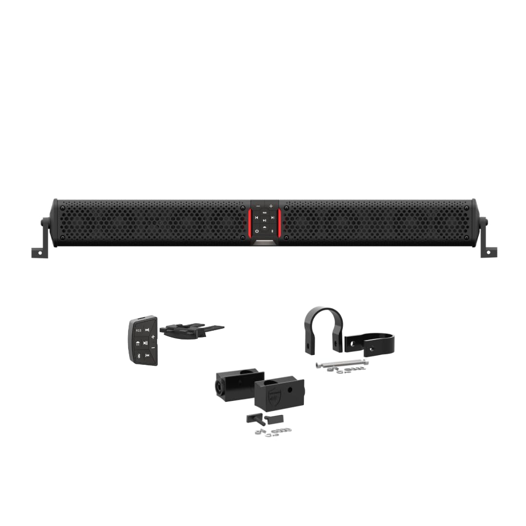 wet sounds STEALTH-XT-12-B Stealth XT 12 Speaker All-in-One Amplified Bluetooth Soundbar with Remote – Black with Slider Brackets and 1.50