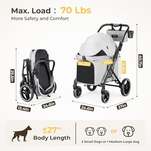Cochecito para perros Beberoad Pets X6 plegable con una mano y absorción de impactos 3