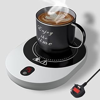 Coffee Mug Warmer Newest,MQUPIN Cup Warmer Coaster for Office Desk 5 Gears Temperature( to 194),Smart Waterproof Auto Shut Off Touch LED 12h Timing Gravity Electric Beverage Heater for Cocoa Tea Milk