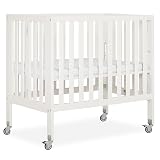 Dream On Me Jett Portable Mini Crib, Non-Full Size Baby Crib for Small Spaces, 3 Mattress Heights, Compact Travel Design, Includes Mattress, GREENGUARD Gold & BSA Certified, Cannoli Cream