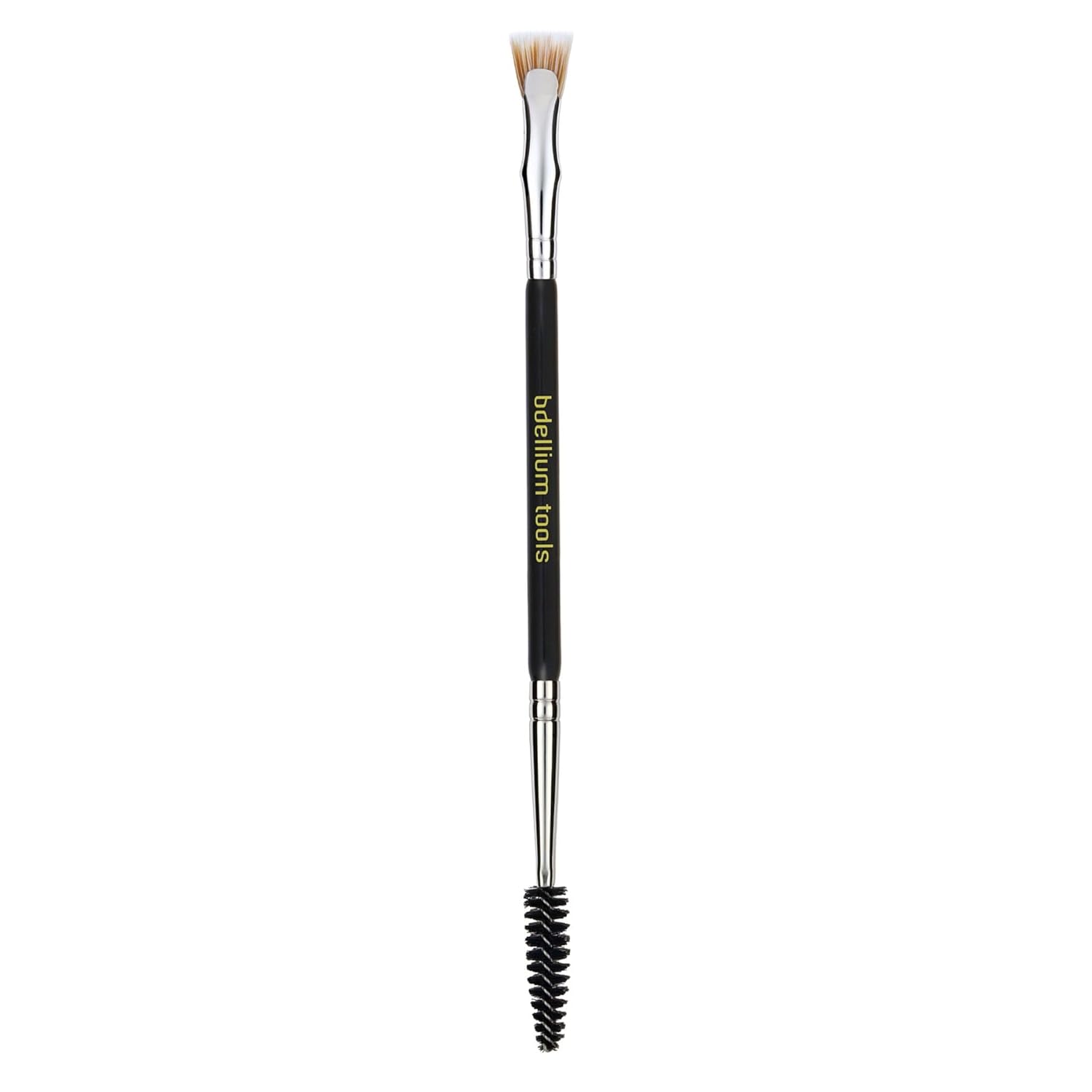 Bdellium Tools Professional Makeup Brush - Maestro Series 728 Double-ended Bent Lash Fan and Spoolie - With All-Vegan Synthetic Fibers, For Achieving Clean, Clump-free Mascara Application (Black, 1pc)