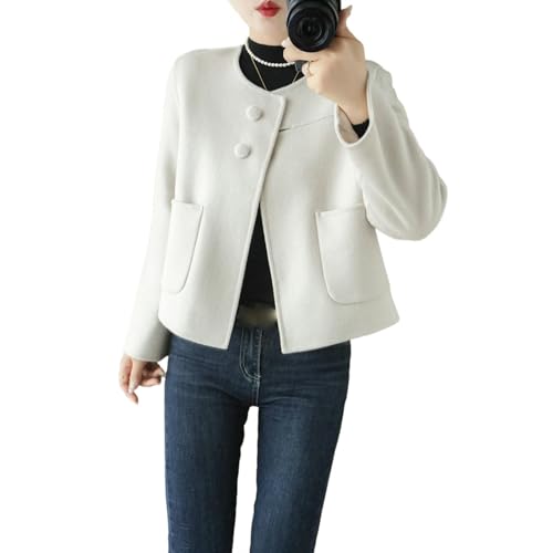 Cardigan court en tweed pour femme en cachemire doux au style coréen chic