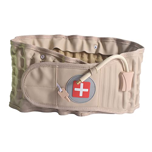 Inflatable Lumbar Support Belt for Lifting - Adjustable Back Brace with Air Pump for Men and Women - Ergonomic Back Support for Work, Sports, and Posture Correction- Khaki Size M