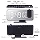 ThreeH Projektionswecker für Schlafzimmer Großes 7,4’’ LED Spiegeldisplay & 4 Dimmer Radiowecker mit USB Aufladung 180° drehbar 2 Töne Schwarz-Weiß