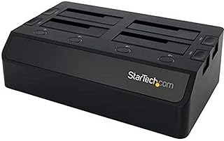 StarTech.com 4-Bay USB 3.0 To SATA Hard Drive Docking Station, USB Hard Drive Dock, External 2.5/3.5" SATA III SSD/HDD Docking Station, Hot-Swap Hard Drive Bay, Top-Loading (SDOCK4U33),Black
