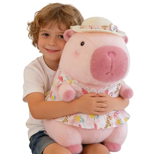 Generisch Capybara - Peluche de cerdo de agua rosa, peluche, muñeco de peluche para vacaciones en la playa, traje para niños (23 cm)