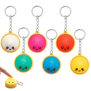 6 PCS Mini Dumpling Schlüsselanhänger Set, Bunte Dumpling Schlüsselanhänger