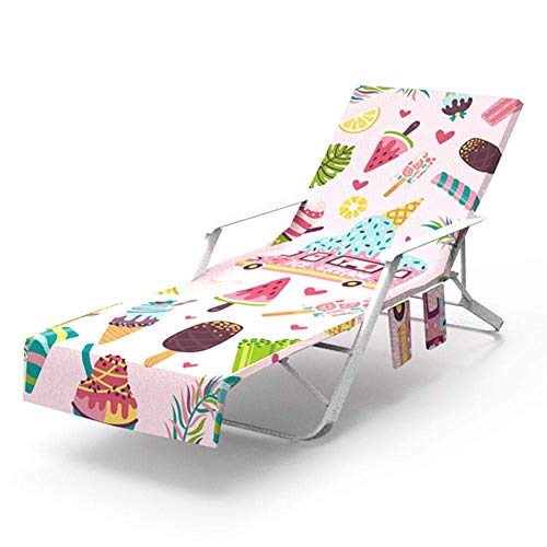 Copertura della Sedia da Spiaggia, Piscina Prendere Il Sole Chaise Lounge poltrone con Tasche Laterali, Portatile secchezza rapido Sdraio Coperta Ispessita per Ferie Vacanza 30x85inch (Type 5)