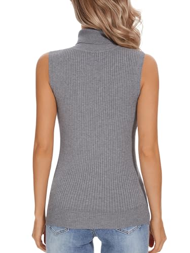 Image of Sleeveless Turtlenecks Tops for Women Slim Fit Knit Sleeveless Vest