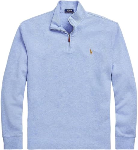 Polo Ralph Lauren Mens Classic Estate-Rib Quarter-Zip Pullover Sweater (XX-Large, Jamaica Blue Heather)