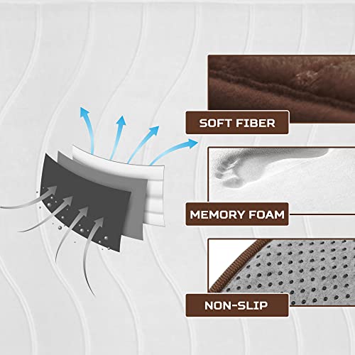 Elvoki Luxury Bathroom Rugs Set 5 Piece - Bath Mats Memory Foam, Toilet Rug Set. Strong Absorbent, Non-Slip, Ultra Soft, Easy To Clean, Brown #TOP5