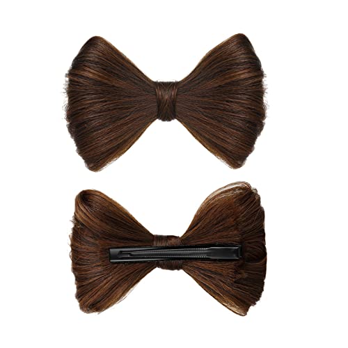 Mollensiuer 2Pcs Bowknot Wig Clips With Fake Hair Buns For Party Hair Styling - Decorative Barrette Hairpieces And Accessories For Women thumb #2