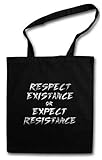 Größe: 38 cm x 42 cm Urban Backwoods Respect Existance Or Expect Resistance Hipster Bag Beutel Stofftasche Einkaufstasche