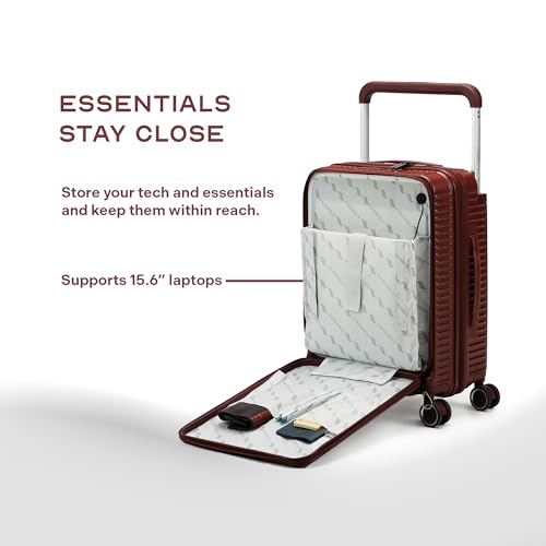 Image of THE ASSEMBLY 8 Wheels Double Spinner Hard Luggage Set of 2 | Premium Polycarbonate Cabin & Large Trolley Bags with Wide Handle & USB Port Charging-Rover Pro,Red, 73.5 cm