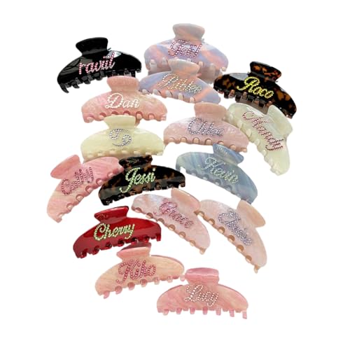 Clip per capelli con nome personalizzato, artiglio di strass personalizzato, regalo per damigella d'onore, clip per capelli con testo personalizzato, regalo di gruppo, il tuo logo (nome personalizzato