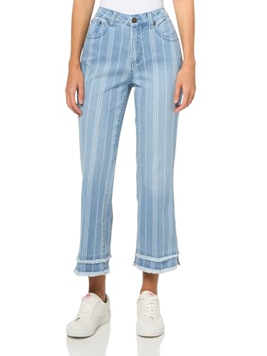 SLIM-SATION 5 Pocket Zip Front Flare Leg Ankle Jean with Double Row Fringe Hem