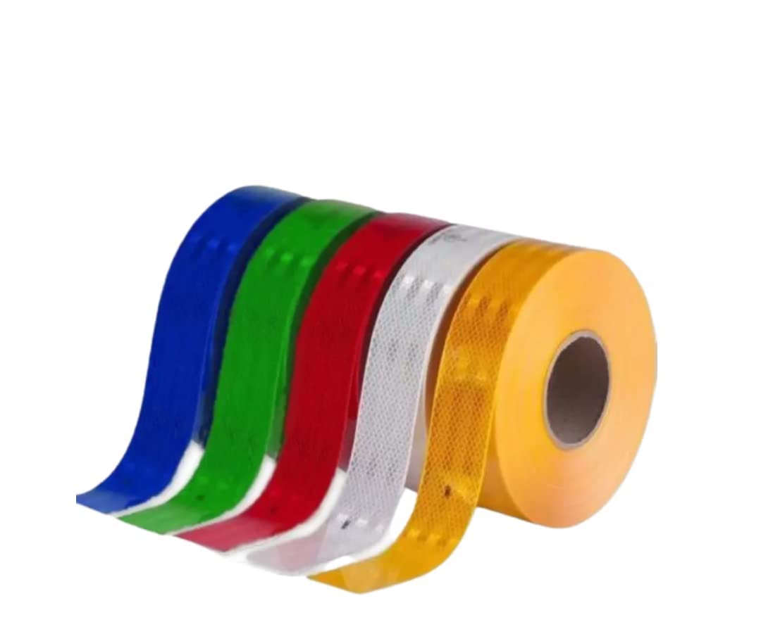 Radiance High Intensity Water Proof Conspicuity Warning Reflective Radium Tape Sticker 2 Inch X 5 Meter Yellow, Red, Green, Blue & White (Set of 5)