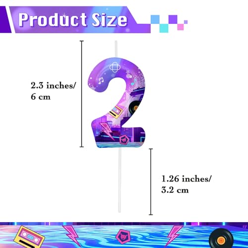 Image of Dark Purple Number 2 Birthday Candles, Cartoon Themed Cake Toppers for Boys Girls Cake Decorations, Birthday Decorations Party Supplies, Number Candles for Party Decor