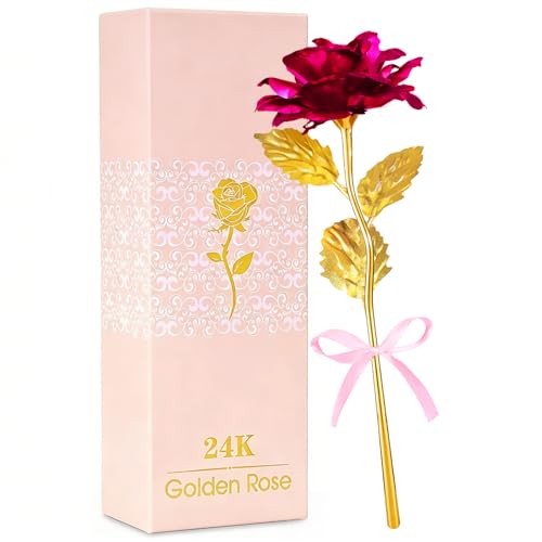 Befinr Birthday Gifts for Women Mom Grandma, Rainbow Gold Galaxy Crystal Glass Rose Artificial Flowers, Anniversary for Mother Wife Sister