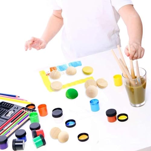 Image of 100Pcs Unfinished Half Wood Beads Wood Half Beads for Paint DIY Projects Toy 1.5cmx0.75cm