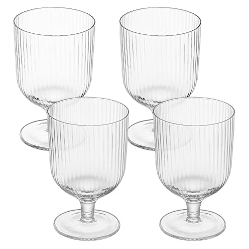 Navaris Snifter Glasses (Set Of 4) - 10 Oz Glass Snifters For Whiskey, Wine, Brandy, Drinks, Desserts - Decorative Fluted Glassware - Dishwasher-Safe #TOP23