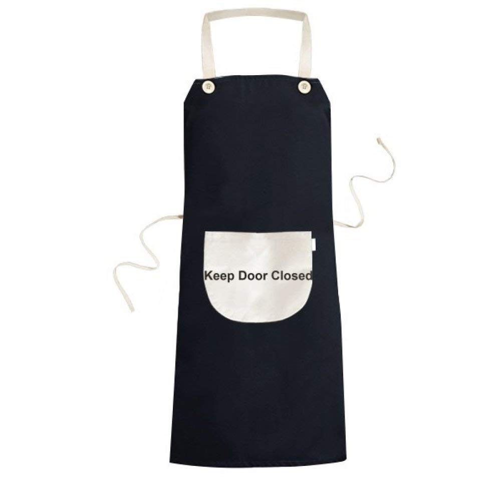 Cadeau chef cuisinier original : le tablier noir imprimé Gardez Porte fermée ajustable