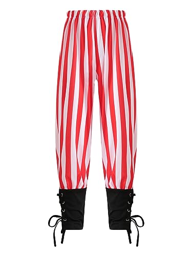 Kids Boys Steampunk Sweatpants Renaissance Medieval Pirate Pants Halloween Cosplay Striped Trousers