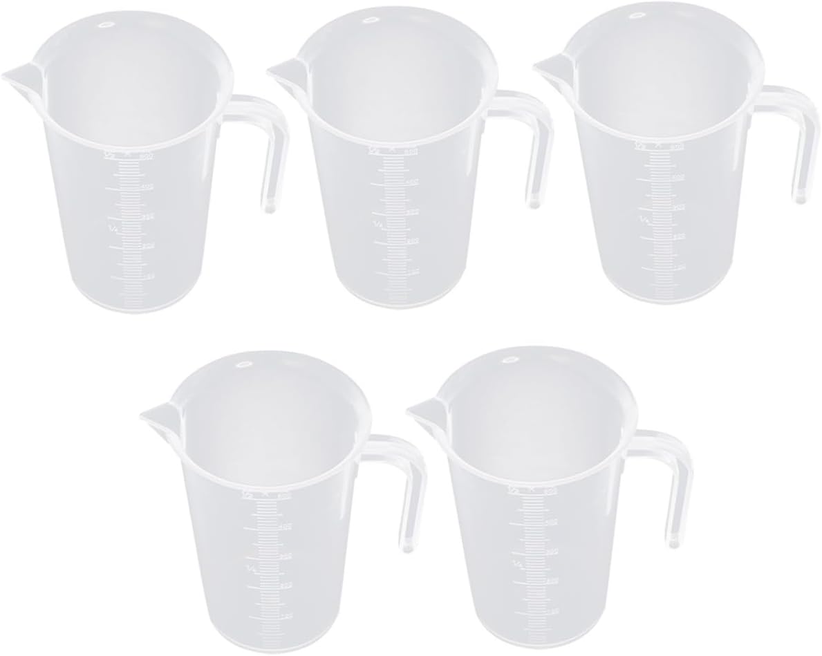 5pcs 500ml Thickened Pp Plastic Measuring Cups Set with Lids, Graduated Kitchen Baking Measuring Jugs for Liquid and Dry Ingredients