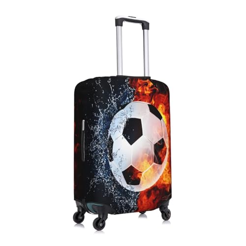 Football Soccer Ball Fire Water Luggage Cover for Suitcase, Suitcase Cover Protector Fit 18-21 Inch Luggage Travel Accessories, S3