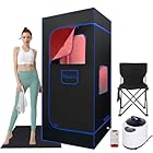 Portable Red Light Steam Sauna Box, Sauna Sweat Room Tent for Boost Health and Recovery, Personal Home Spa, 3L & 1500W Steamer, Red Light Feature, 9 Level Remote Control,Large Chair, Non-Slip Mat