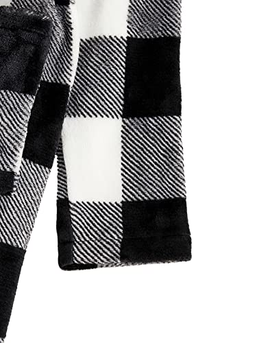 Romwe Men's Hooded Fleece Robe Greek Tape Panel Belted Bathrobe Spa Sleepwear Black Plaid Xl #TOP5